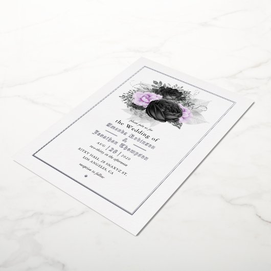 Uitnodiging tot Folie van het zwarte en Lila Flora (Gedraaid)