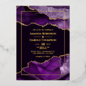 Uitnodiging tot Folie van Paarse en goudweddenscha (Voorkant)