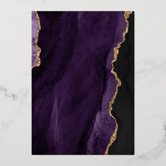 Uitnodiging tot Folie van Paarse en goudweddenscha (Achterkant)