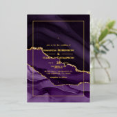 Uitnodiging tot Folie van Paarse en goudweddenscha (Staand Voorkant)