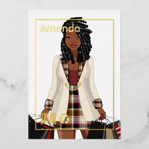 Uitnodiging tot Folie van Shopping Girl Birthday P