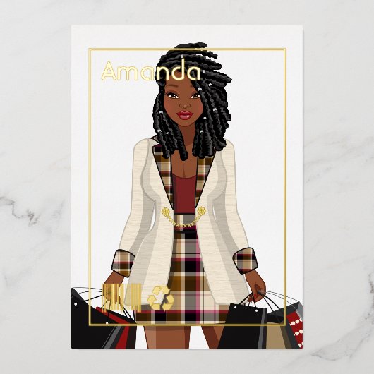 Uitnodiging tot Folie van Shopping Girl Birthday P (Voorkant)