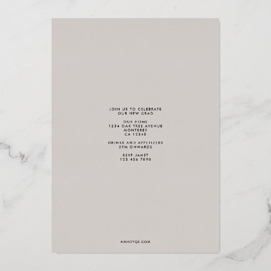 Uitnodiging tot Folie van Starburst Afstuderen (Achterkant)