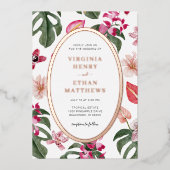 Uitnodiging tot Folie van tropische Floral Wedding (Voorkant)