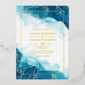 Uitnodiging tot Folie van Turquoise en Gold Ink We (Voorkant)