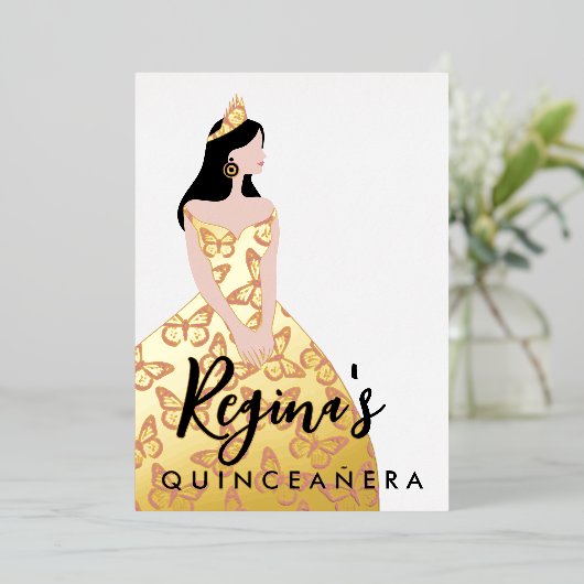 Uitnodiging tot Folie via Quinceañera bewerken (Staand Voorkant)