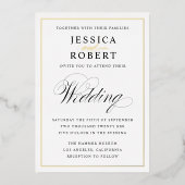 Uitnodiging tot Folie voor Elegant Black en Gold W (Voorkant)