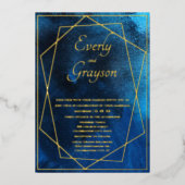 Uitnodiging tot Folie voor Geometric Blue & Gold W (Voorkant)