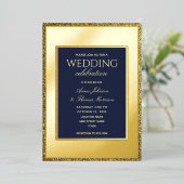 Uitnodiging tot Folie voor gouden en marineblauwe  (Staand Voorkant)