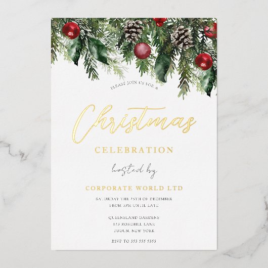 Uitnodiging tot Folie voor kerstfeestelijke feestd (Voorkant)