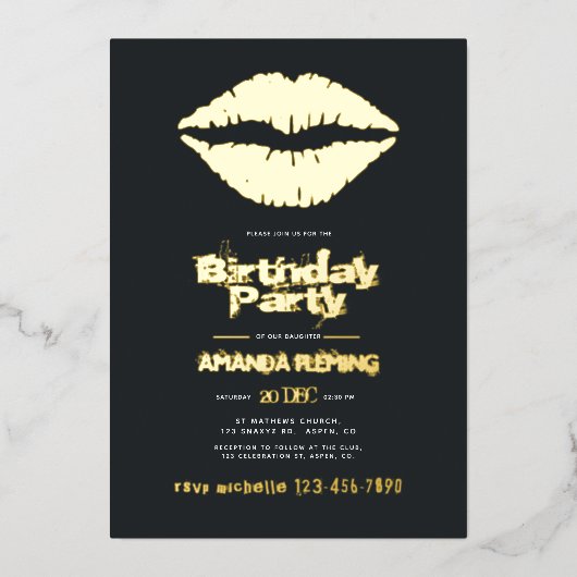 Uitnodiging tot Folie voor zwarte en gouddag (Voorkant)