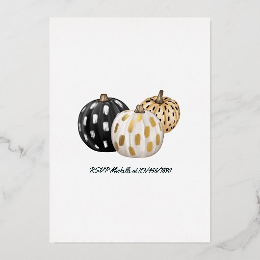 Uitnodiging tot Folie voor zwarte en goudhalloween (Achterkant)