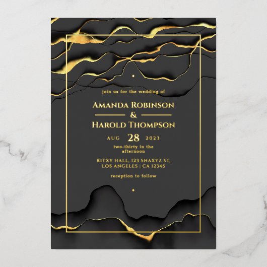 Uitnodiging tot Folie voor zwarte en goudinktweduw (Voorkant)