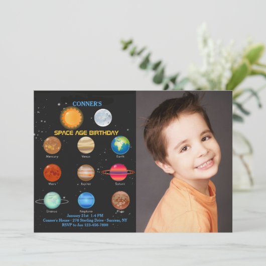 Uitnodiging tot foto van het zonnestelsel (Staand voorkant)