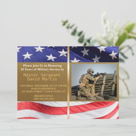 Uitnodiging tot foto's van militaire Soldaat-Pensi (Staand voorkant)