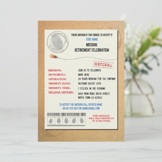 Uitnodiging tot functionaris van de geheime agent (Staand voorkant)