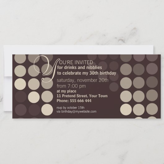 Uitnodiging tot Funky Cafe Modern Stippen Party (Achterkant)