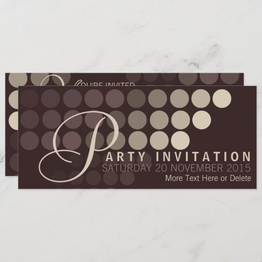 Uitnodiging tot Funky Cafe Modern Stippen Party (Voorkant / Achterkant)