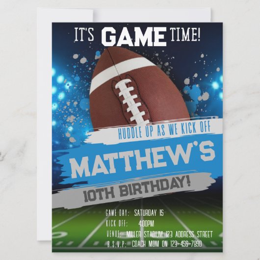 Uitnodiging tot geboorte Football Editable (Voorkant)