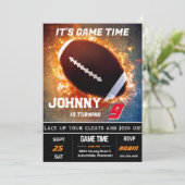 Uitnodiging tot geboorte Football Editable (Staand voorkant)