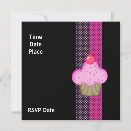 Uitnodiging tot geboorte meisjes Cupcake Pink Spot (Achterkant)