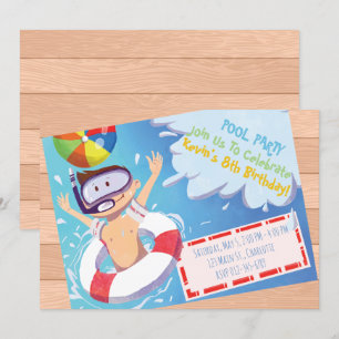  uitnodiging tot geboorte Pool Party.