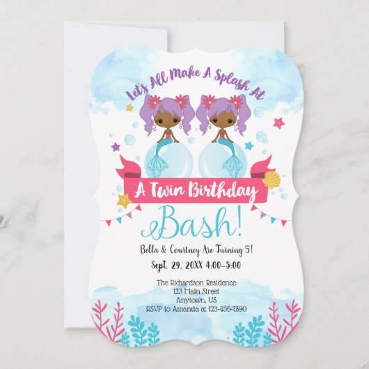 Uitnodiging tot geboorte van een Amerikaanse tweel (Voorkant)