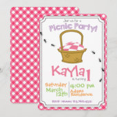 Uitnodiging tot geboorte van Picnic Party (Voorkant / Achterkant)