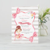 Uitnodiging tot geboorte van Tutu Excited Ballerin (Staand voorkant)