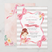 Uitnodiging tot geboorte van Tutu Excited Ballerin (Voorkant / Achterkant)