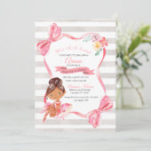 Uitnodiging tot geboorte van Tutu Excited Ballerin (Staand voorkant)