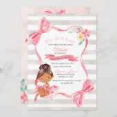Uitnodiging tot geboorte van Tutu Excited Ballerin (Voorkant / Achterkant)