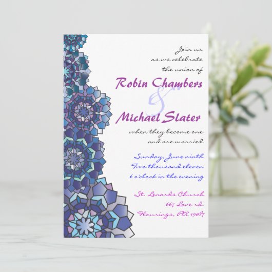 Uitnodiging tot Glas in lood bruiloft (Staand voorkant)