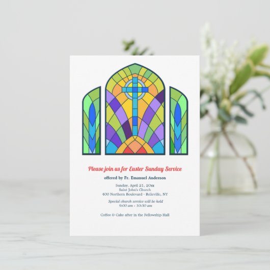 Uitnodiging tot Glas in lood Church Service (Staand voorkant)