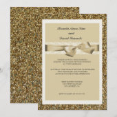 Uitnodiging tot Glitter Gold Lace Wedding (Voorkant / Achterkant)