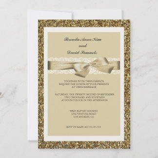 Uitnodiging tot Glitter Gold Lace Wedding
