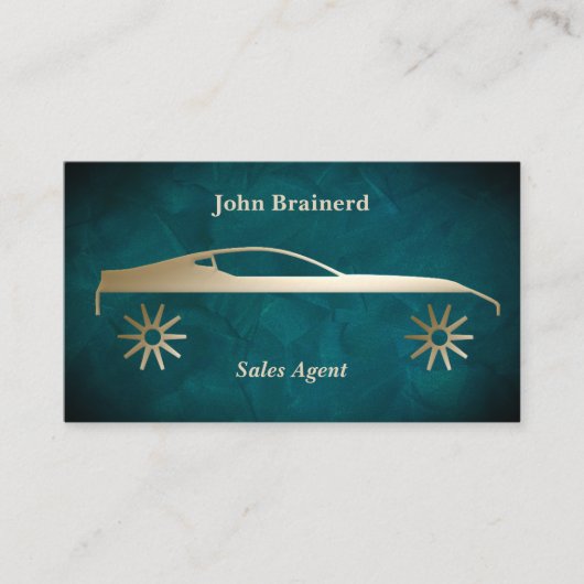 Uitnodiging tot Gold & Aquamarine Auto Visitekaart (Voorkant)