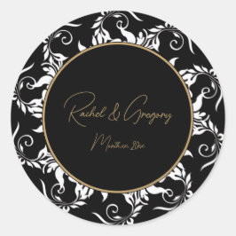 Uitnodiging tot Gold en Black Wedding Ronde Sticker