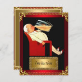 Uitnodiging tot goud en rood kunstdeco (Voorkant / Achterkant)