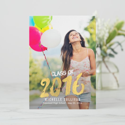 Uitnodiging tot gouden Afstuderen met finale verf (Staand voorkant)