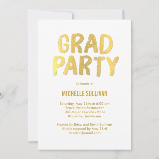 Uitnodiging tot gouden Afstuderen met finale verf (Achterkant)