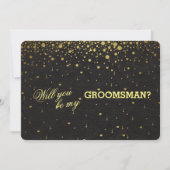 Uitnodiging tot gouden Confetti GROOMSMAN voor bru (Voorkant)