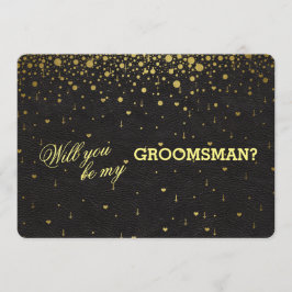 Uitnodiging tot gouden Confetti GROOMSMAN voor bru