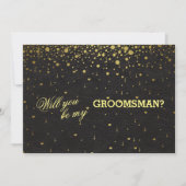 Uitnodiging tot gouden Confetti GROOMSMAN voor bru (Voorkant)