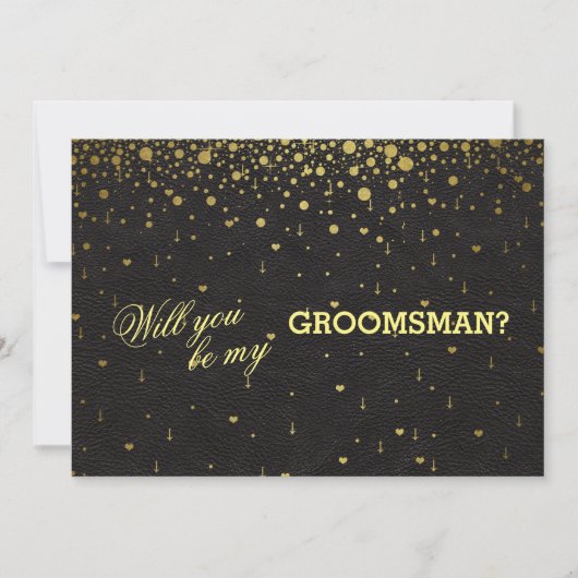 Uitnodiging tot gouden Confetti GROOMSMAN voor bru (Voorkant)