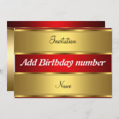 Uitnodiging tot Gouden en Rode Dag Partij (Voorkant / Achterkant)