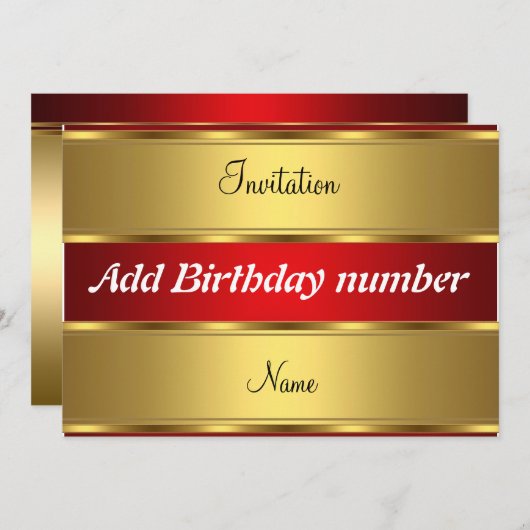 Uitnodiging tot Gouden en Rode Dag Partij (Voorkant / Achterkant)