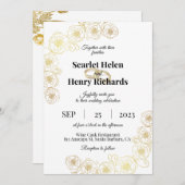 Uitnodiging tot gouden en witte bruiloft (Voorkant / Achterkant)