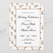 Uitnodiging tot gouden en witte bruiloft (Voorkant / Achterkant)