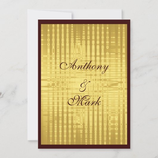 Uitnodiging tot gouden metalen en bruine bruiloft (Voorkant)